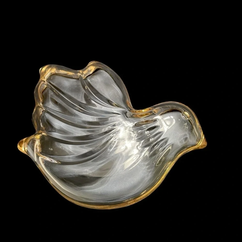 Mikasa Golden Dove Sweet Dish Peace Crystal Gold Trim Trinket 6.5”x5